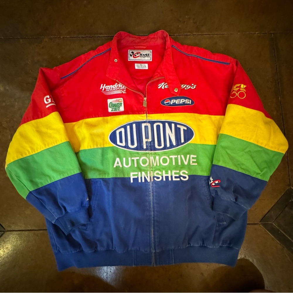 Vtg Dupont Racing NASCAR Jeff Gordon Rainbow Jacket Chase Authentics XXLarge XXL